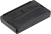 Preview: The image shows a rectangular, black plastic box with a smooth surface and slightly recessed areas on the top. It has a simple, plain look.