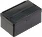 Preview: The image shows a rectangular, black plastic storage box. It has a flat lid and a smooth surface. The box is sturdy and provides space for various items.