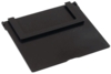 Preview: The image shows a black, flat plate made of plastic or metal. It has a rectangular shape with a small raised area on the top, which serves as a mount.