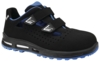 Preview: The shoe is black with blue details. It has two wide Velcro straps and is made of a breathable material. The sole is slip-resistant and has a distinctive tread.