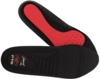 Preview: The image shows two shoe soles. One sole is black with a red insert and a textured pattern. The other sole is also black, solid, and has holes for ventilation.