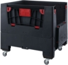 Preview: The image shows a large black transport box with red handles. It has a sturdy construction, four wheels, and is ideal for storage or transport. The box is rectangular and open at the top.