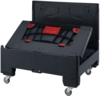 Preview: The image displays a black, rolling plastic container. It features a detachable, foldable top with a red handle. The container is sturdy and offers ample storage space.