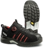 Preview: The image shows work shoes made from black material with red accents. They have a sturdy, non-slip sole and a sporty design, ideal for secure grip and comfort.