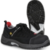 Preview: The image shows a pair of black safety shoes. They have a non-slip sole, a reinforced toe, and laces. The shoe provides protection and comfort for work environments.