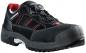 Preview: The image shows a black safety shoe with red lining and red accents. It features a sturdy, non-slip sole and a reinforced toe cap for additional protection.