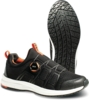 Preview: The image shows a sporty, black shoe with elastic laces and a round Boa closure system. The sole is sturdy with a clear tread for good grip.