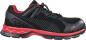 Preview: The shoe is sporty, predominantly black with red accents. It features a breathable upper and a thick, cushioned sole for comfort and grip. Ideal for active use.