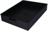 Preview: The image shows a rectangular, flat drawer in matte black. It has high sides and side handles that make it easier to pull out. The inside is also black.