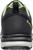 Preview: The image shows the rear view of a black sports shoe with green accents. The sole is sturdy, and a pull tab is attached at the heel. The shoe looks modern and sporty.