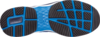 Preview: The image shows the sole of a sports shoe. It is predominantly black with blue accents. The tread consists of various patterns that provide grip and durability.