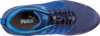 Preview: The image displays a blue sports shoe from Puma. The upper part is dark blue, with light blue accents and laces. The lining is also in a light blue shade.