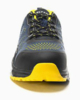 Preview: The shoe is sporty with a dark blue upper and yellow accents. It has a non-slip, grippy sole. The laces are black and the workmanship appears sturdy.