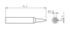 Preview: The image shows a technical drawing of a cylindrical object with a conical tip. The total length is 16.3 mm. The diameter of the tip is 0.8 mm, and the base has a thickness of 0.3 mm.