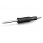 Preview: The image shows a soldering iron with a long, pointed metal tip and a grippy black plastic handle. The tip is tapered and shiny. The handle has a ridged surface for better grip.