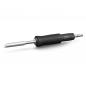 Preview: The image shows a soldering iron with a long, silver tip attachment. The handle is black, rubberized, and has grooves for better grip. The attachment is designed for precise soldering.