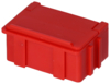 Preview: The image shows a rectangular, bright red box with a flat lid. The sides and edges are smooth. It has a practical shape for storing items.