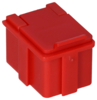 Preview: The image shows a small, red plastic box with a flat lid. The box has rounded edges and a simple, rectangular shape, ideal for storing small items.