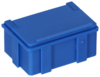 Preview: The image shows a rectangular, blue plastic box with a lid. The box has small bumps on the sides and could be used for storing items.