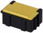 Preview: The image shows a rectangular box. The main body is black, while the lid is yellow. The box has a flat top and edges that appear sturdy. It is compact and practical.