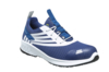 Preview: It is a blue sports shoe with white stripes. The shoe features a breathable upper and a flexible sole. The lacing is elastic, making it easier to put on.