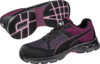 Preview: The image shows a sporty shoe in black with purple accents. It has a non-slip sole with grooves and is flexible, ideal for sports and leisure.