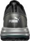 Preview: The shoe is black with gray and silver accents. The Puma logo is clearly visible on the heel. The sole is thick and has a textured profile.