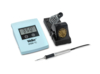 Preview: The image displays a soldering iron kit. It includes a digital thermometer with temperature display, a soldering iron with a rounded tip, and a holder with a cleaning wire.