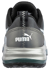 Preview: The image shows the rear view of a sporty shoe in gray and black. The brand logo "PUMA" is visible in white on the heel. The sole is silver-colored with a dark rubber sole.