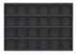 Preview: The image shows a rectangular, black baking pan with 24 equal-sized, square indentations arranged in a 4x6 grid. It is smooth and has a narrow rim.