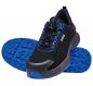 Preview: The image shows a black sports shoe with blue accents. The shoelaces are also blue, and the sole has a grippy, textured pattern. The shoe looks sporty and modern.