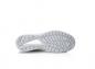 Preview: The image displays the sole of a white sports shoe. The sole features a textured pattern with grooves and studs that provide grip and traction.