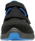 Preview: The image shows a sporty shoe in black with blue accents. It features two Velcro straps and a padded, gray sole that provides comfort.