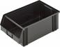 Preview: It is a rectangular, black plastic container with open sides and a handle. The walls are slightly textured, and it has a flat bottom surface.