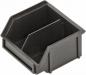 Preview: The image shows a black, rectangular storage box with a divider in the middle. It has a slightly raised, slanted top edge and is made of sturdy material.