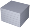 Preview: The image shows a stack of gray, rectangular plates. They are evenly stacked on top of each other, with clear, straight edges and no additional embellishments.