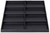 Preview: The image shows a black, rectangular tray with ten equally-sized compartments arranged in two rows. The compartments are shallow and suitable for storing small items.