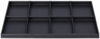 Preview: The image shows a black shelf with nine rectangular compartments that are evenly arranged. Each compartment is the same size and provides space for various items.