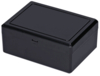 Preview: It is a rectangular, black box with a flat lid. The surface is smooth and glossy, the edges are slightly rounded. It has a simple, practical shape.