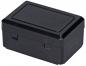 Preview: It is a rectangular, black box with a flat lid and two locking mechanisms on the front. It appears sturdy and has smooth surfaces.