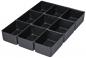 Preview: The image shows a rectangular, flat storage unit with twelve square compartments. All compartments are the same size and black. They are arranged in three rows and four columns.