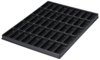 Preview: The image shows a black storage system with many rectangular compartments. There are a total of 36 compartments, evenly arranged to sort small items.