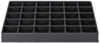 Preview: The image displays a rectangular, black storage tray with 36 smaller compartments. It has a flat shape and is used for organizing items. The compartments are evenly arranged.