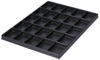 Preview: The image displays a black tray with 24 evenly distributed, rectangular compartments. It features a flat rim and is made of plastic.