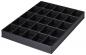 Preview: The image shows a rectangular, black container with 24 equally-sized square compartments. It is flat and has a smooth surface. Ideal for storing small items.