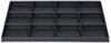 Preview: The image shows a black tray with 15 uniform compartments. It has a flat shape and the compartments are arranged in rectangles, ideal for organized storage of small items.