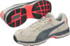 Preview: The image shows a pair of sporty shoes in beige with gray and red accents. The sole has a grippy, textured pattern for good traction. They appear sturdy and versatile.