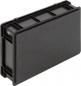 Preview: The image shows a rectangular, black plastic box with a flat lid. It has vertical grooves and a smooth surface that appears sturdy.