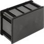 Preview: The image shows a rectangular, black plastic box with a flat lid. The top has horizontal grooves and the body is sturdy. The corners are slightly rounded.