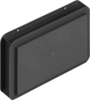 Preview: The image shows a rectangular, black plastic box with rounded edges. It has a smooth surface and two holes for hanging. The dimensions are compact and flat.